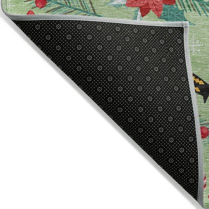 Quaira Green Washable Indoor-Outdoor Rug