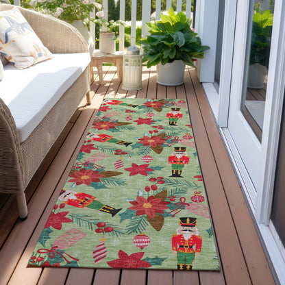 Quaira Green Washable Indoor-Outdoor Rug
