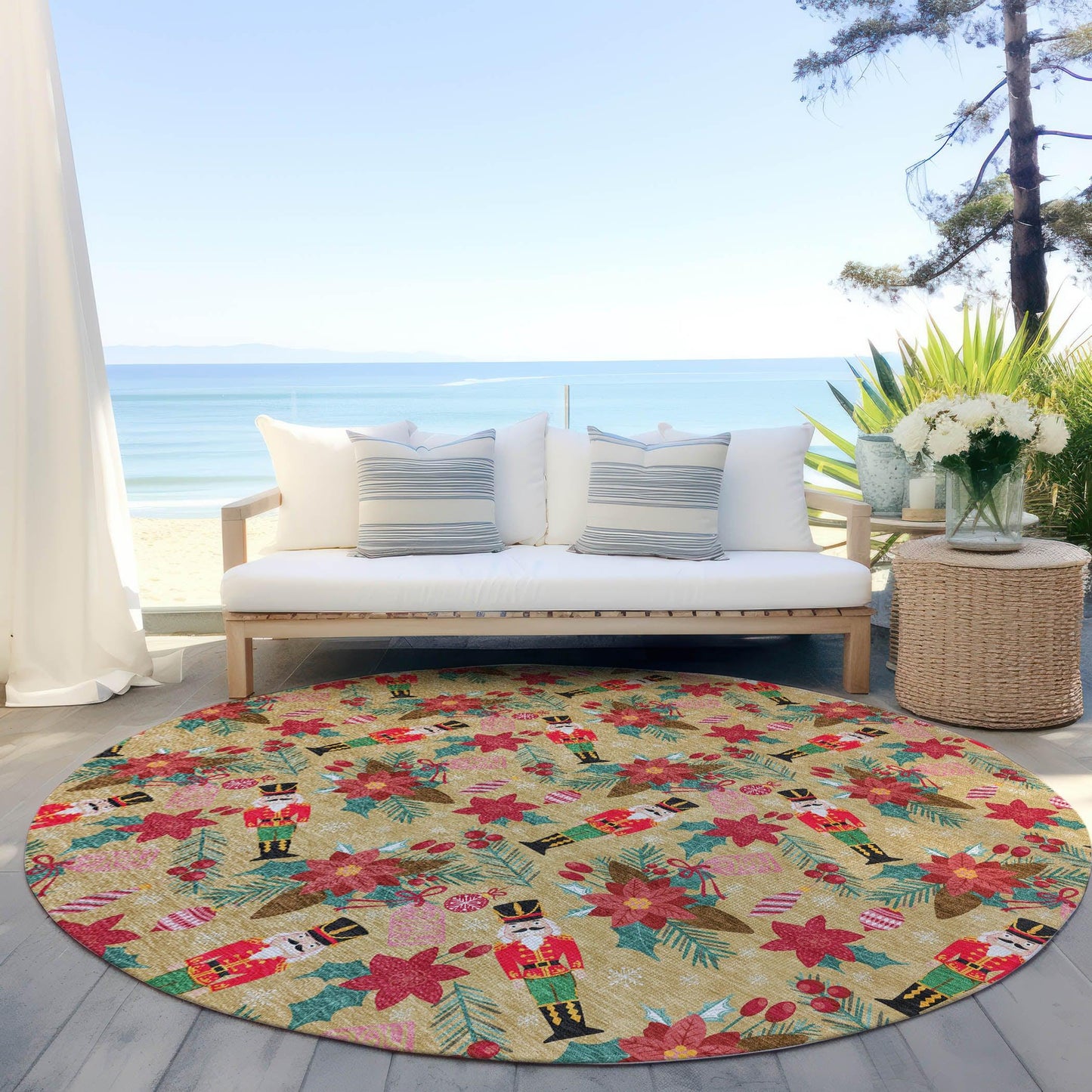 Quaius Gold Washable Indoor-Outdoor Rug