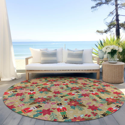 Quaius Gold Washable Indoor-Outdoor Rug