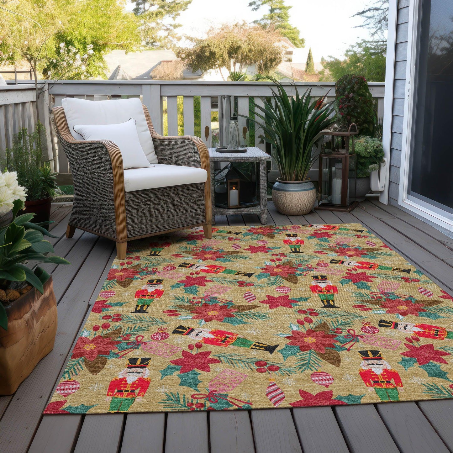 Quaius Gold Washable Indoor-Outdoor Rug