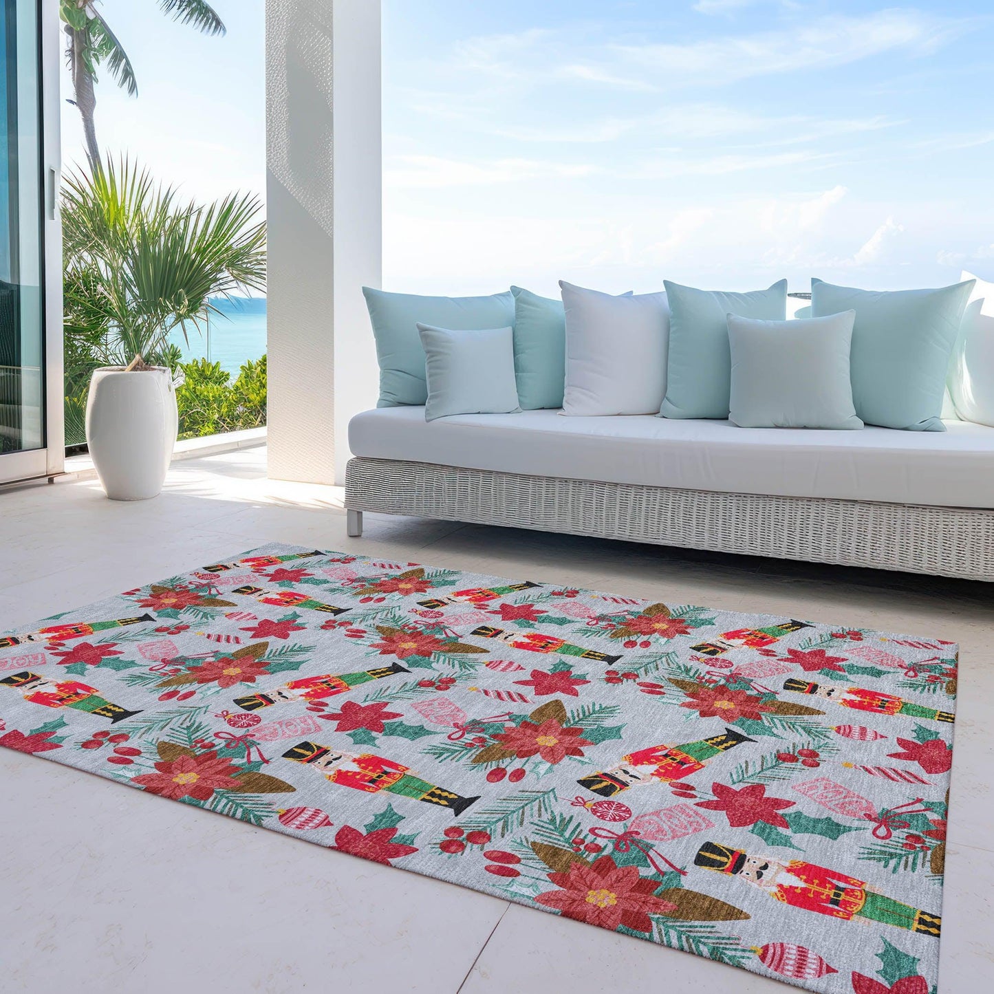 Quaius Gray Washable Indoor-Outdoor Rug