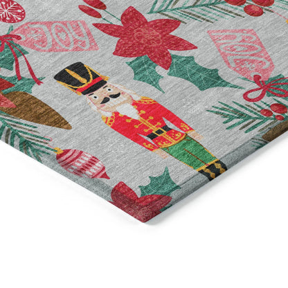 Quaius Gray Washable Indoor-Outdoor Rug