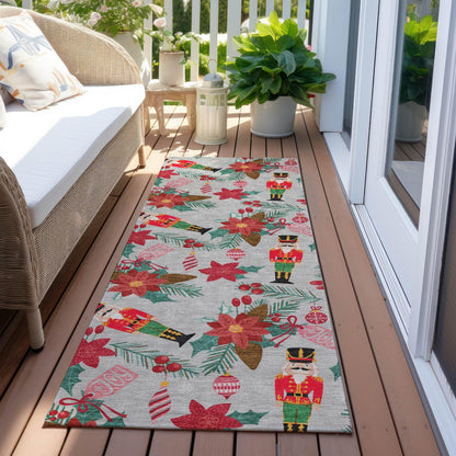 Quaius Gray Washable Indoor-Outdoor Rug