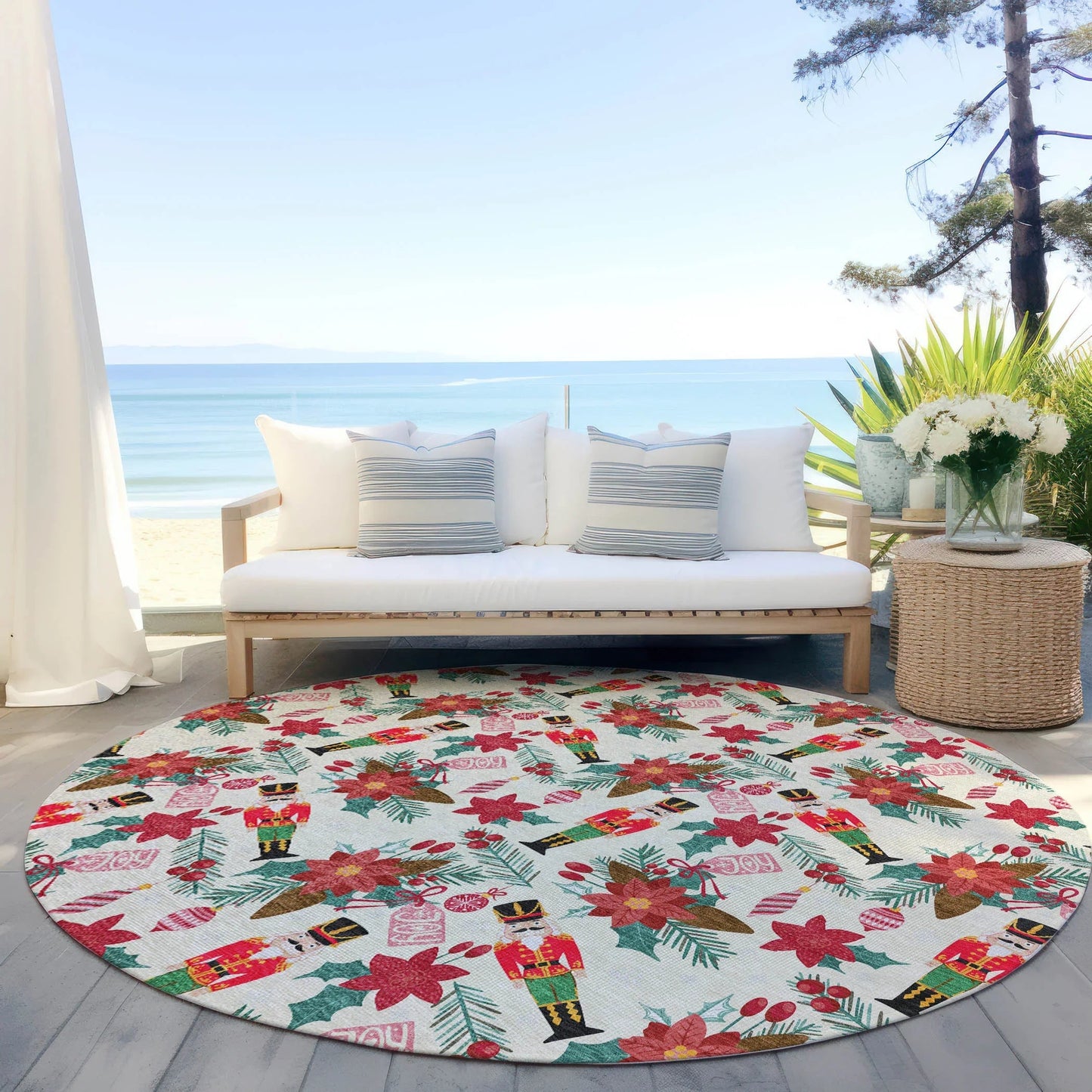 Quaius Ivory Washable Indoor-Outdoor Rug