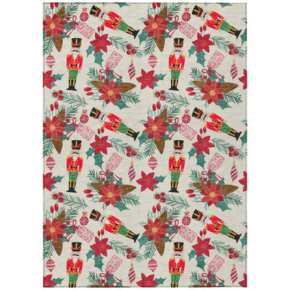 Quaius Ivory Washable Indoor-Outdoor Rug