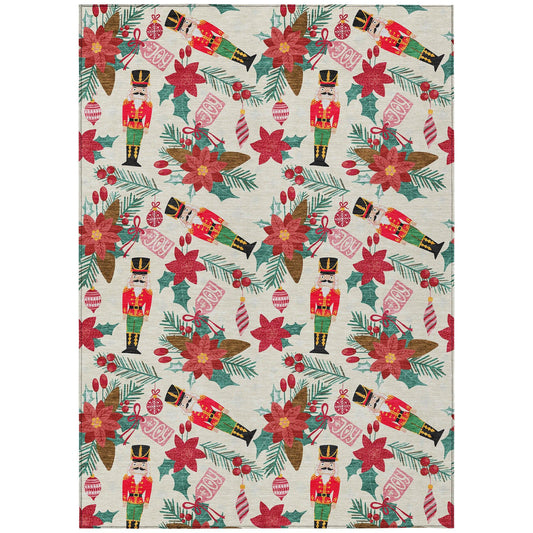 Quaius Ivory Washable Indoor-Outdoor Rug