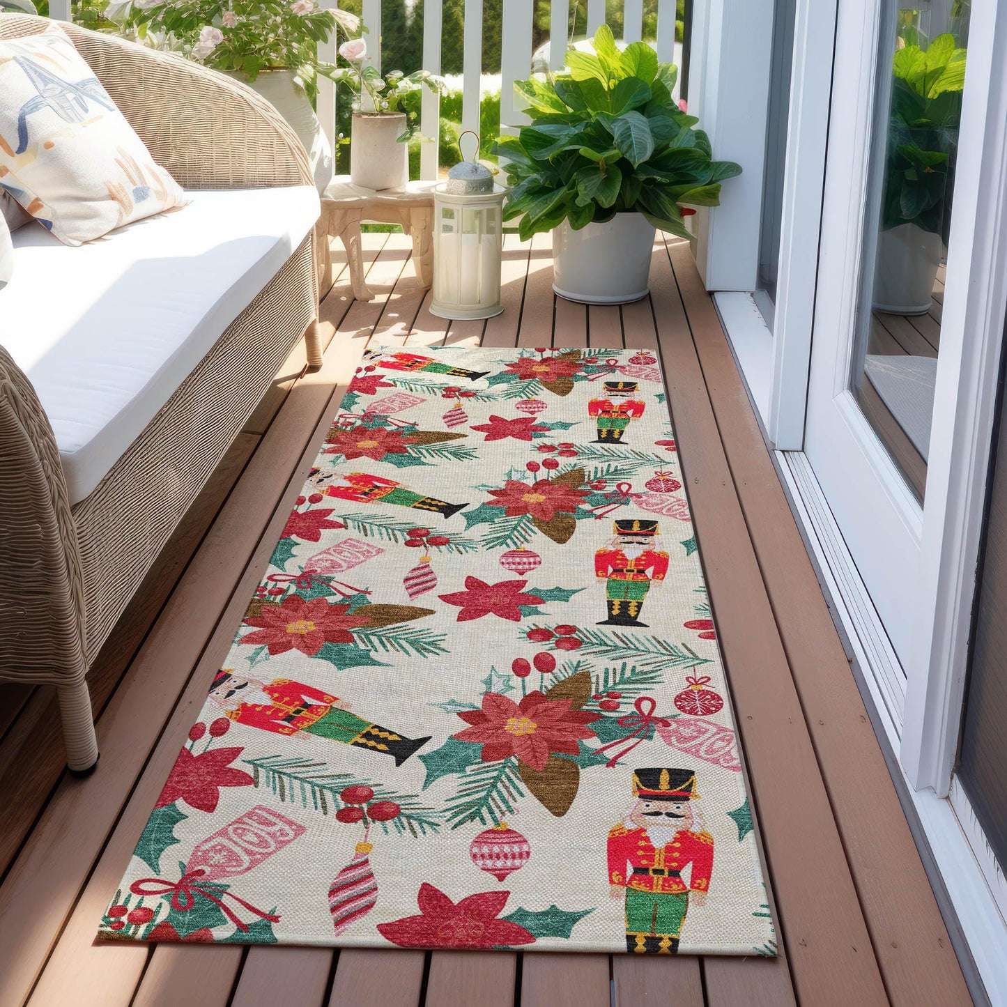 Quaius Ivory Washable Indoor-Outdoor Rug