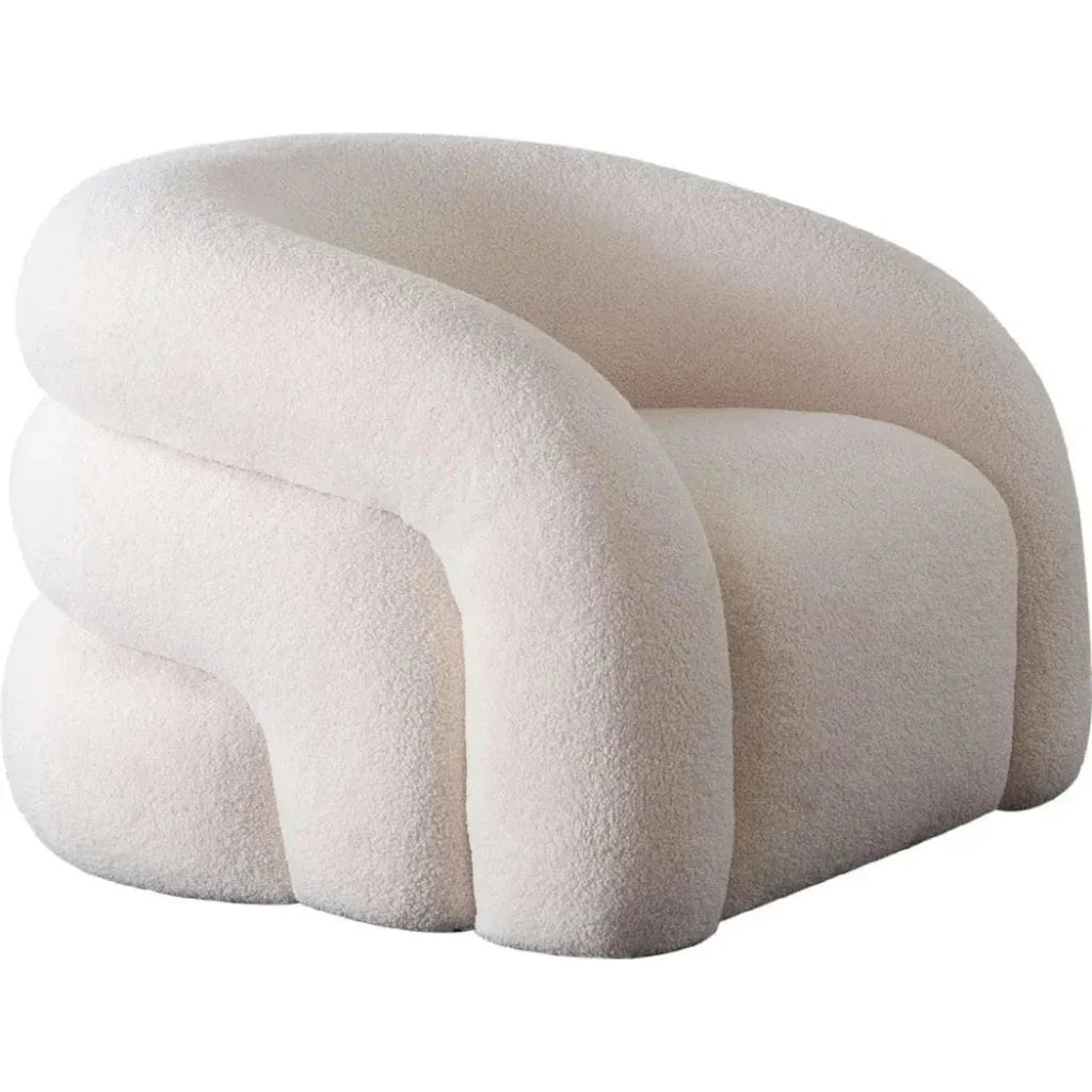 Quantum Swivel Accent Chair in Ivory Sherpa - LOOMLAN - Club Chairs