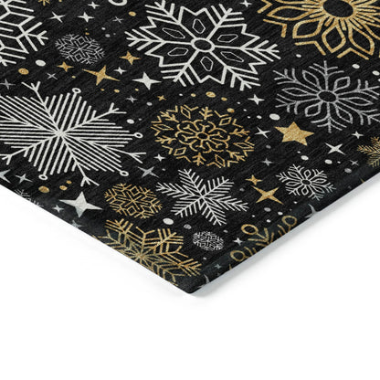 Quaon Black Washable Indoor-Outdoor Rug