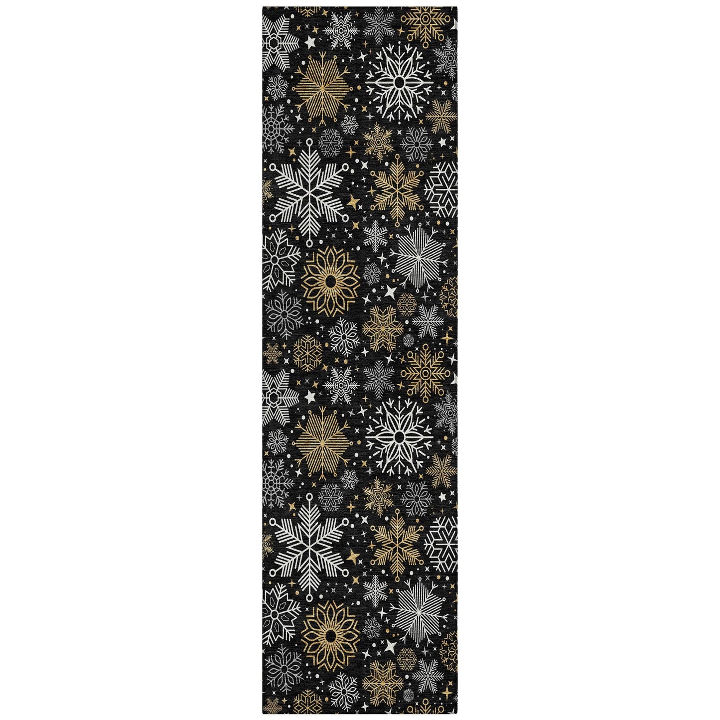Quaon Black Washable Indoor-Outdoor Rug