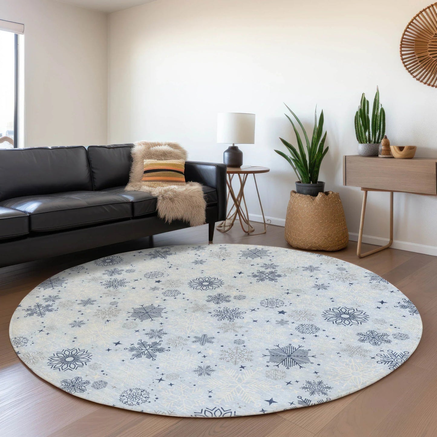 Quaon Blue Washable Indoor-Outdoor Rug