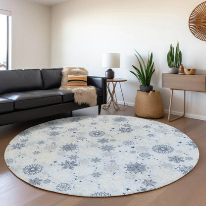 Quaon Blue Washable Indoor-Outdoor Rug