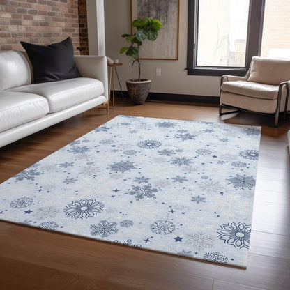 Quaon Blue Washable Indoor-Outdoor Rug