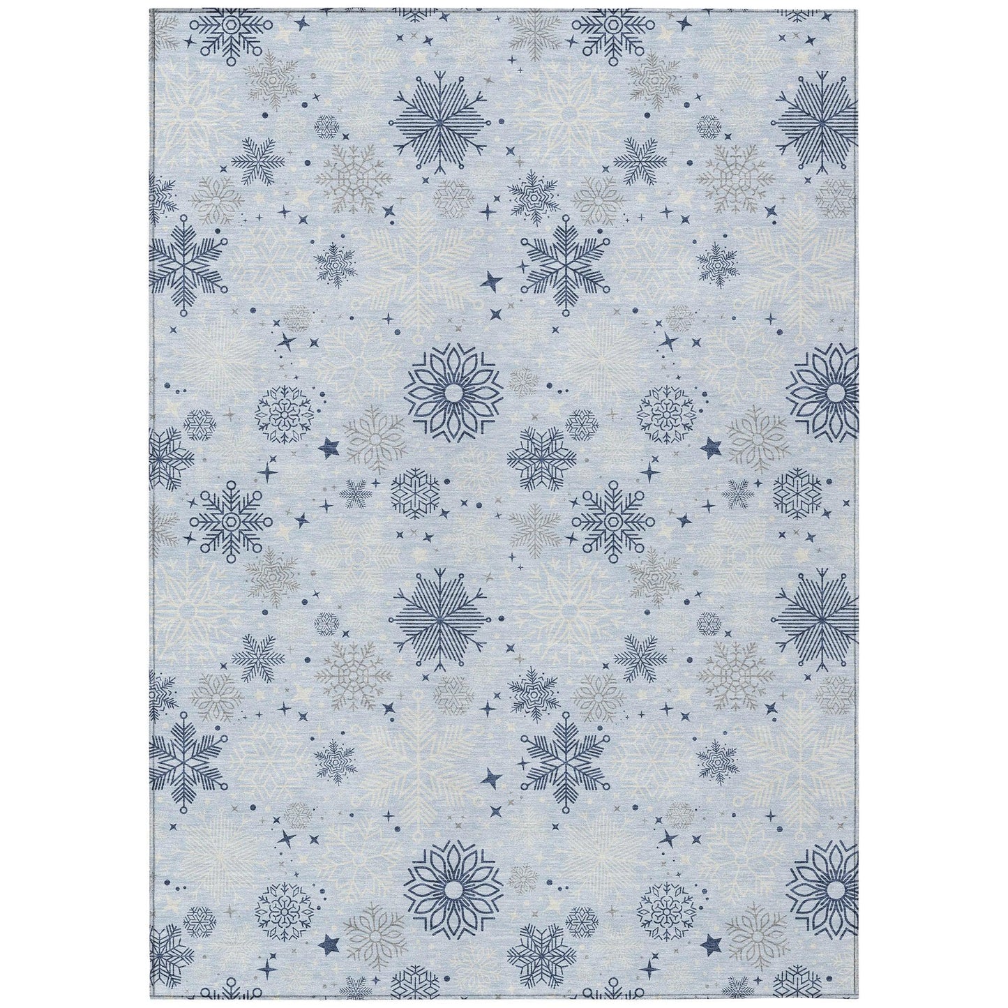 Quaon Blue Washable Indoor-Outdoor Rug