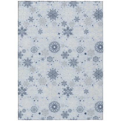 Quaon Blue Washable Indoor-Outdoor Rug
