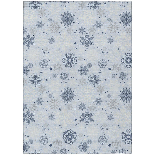 Quaon Blue Washable Indoor-Outdoor Rug