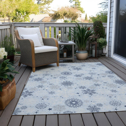 Quaon Blue Washable Indoor-Outdoor Rug