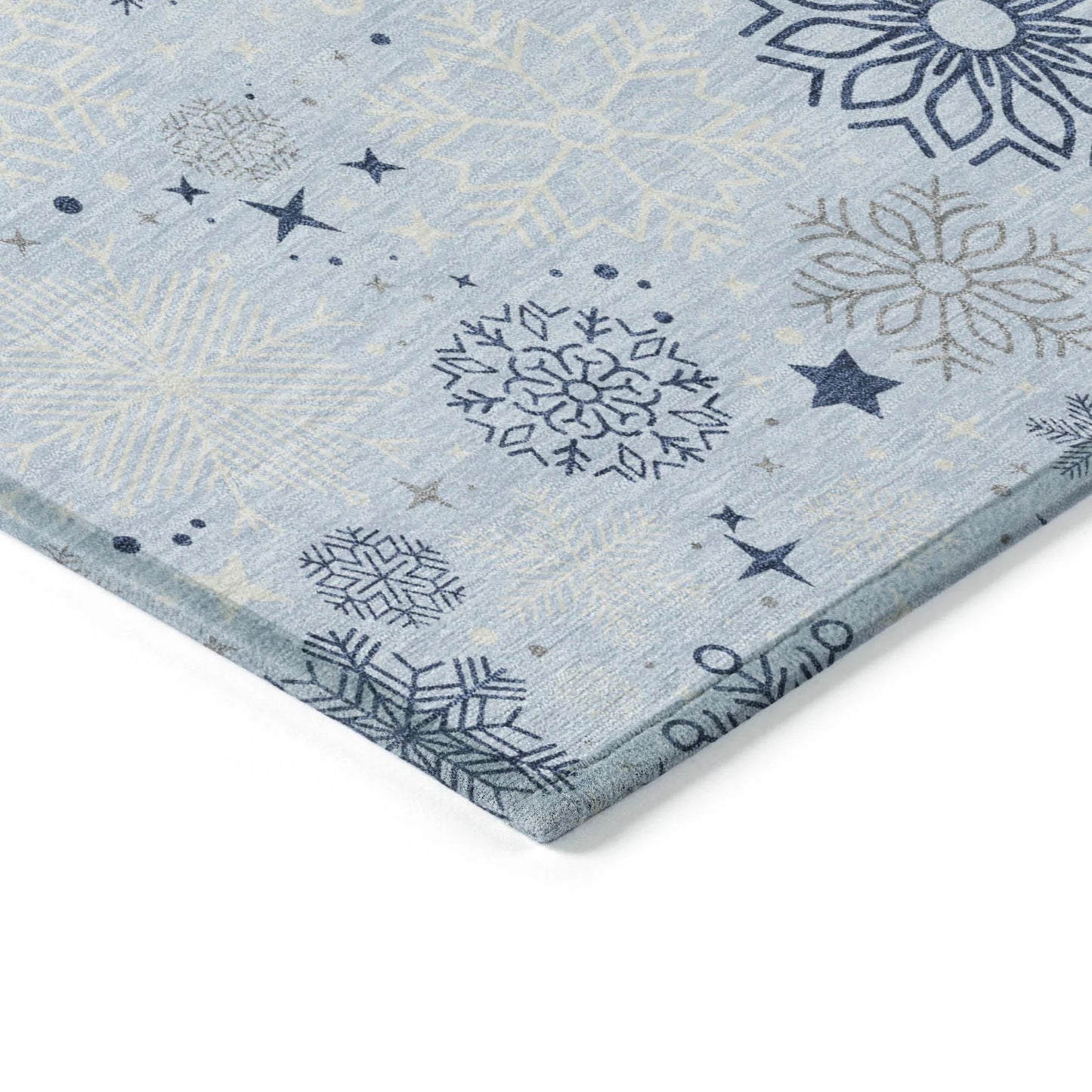 Quaon Blue Washable Indoor-Outdoor Rug