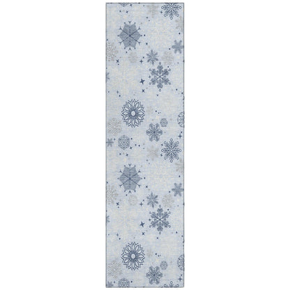 Quaon Blue Washable Indoor-Outdoor Rug