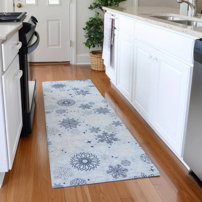 Quaon Blue Washable Indoor-Outdoor Rug