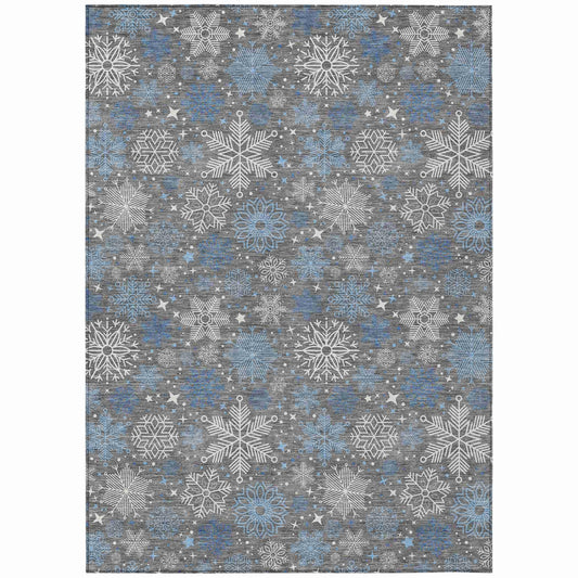 Quaon Gray Washable Indoor-Outdoor Rug