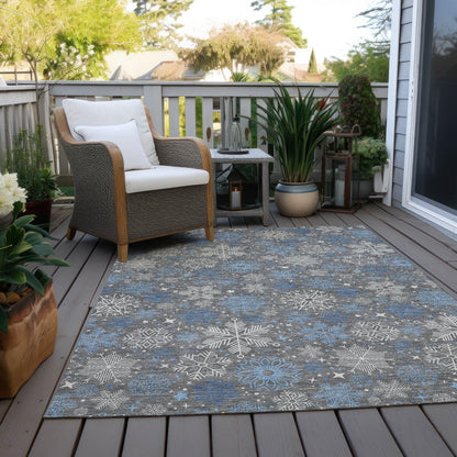 Quaon Gray Washable Indoor-Outdoor Rug