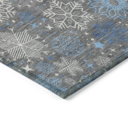 Quaon Gray Washable Indoor-Outdoor Rug