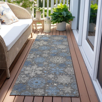 Quaon Gray Washable Indoor-Outdoor Rug