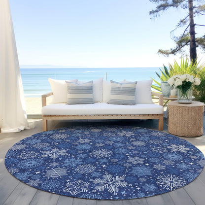 Quaon Navy Washable Indoor-Outdoor Rug