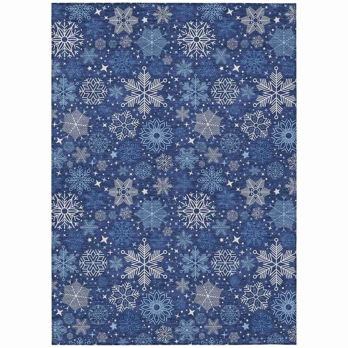 Quaon Navy Washable Indoor-Outdoor Rug