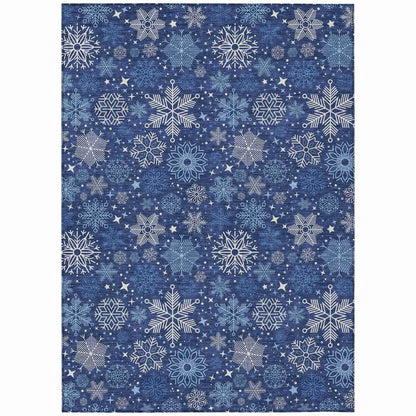 Quaon Navy Washable Indoor-Outdoor Rug