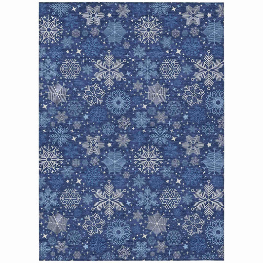 Quaon Navy Washable Indoor-Outdoor Rug
