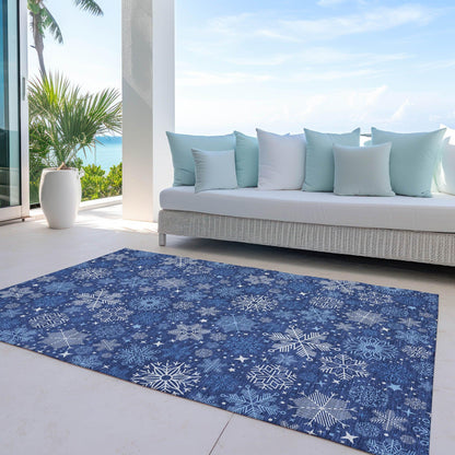 Quaon Navy Washable Indoor-Outdoor Rug