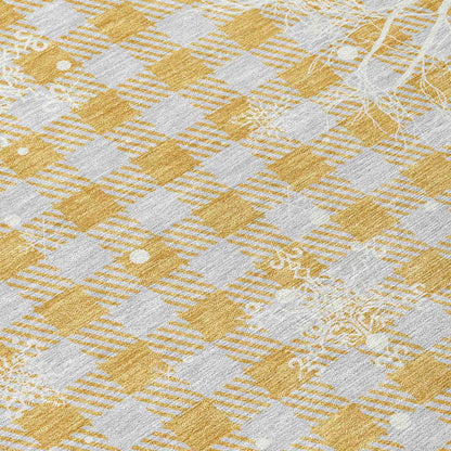Quaora Gold Washable Indoor-Outdoor Rug
