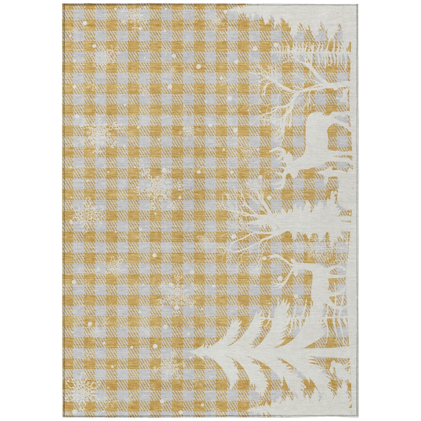 Quaora Gold Washable Indoor-Outdoor Rug