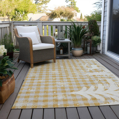 Quaora Gold Washable Indoor-Outdoor Rug
