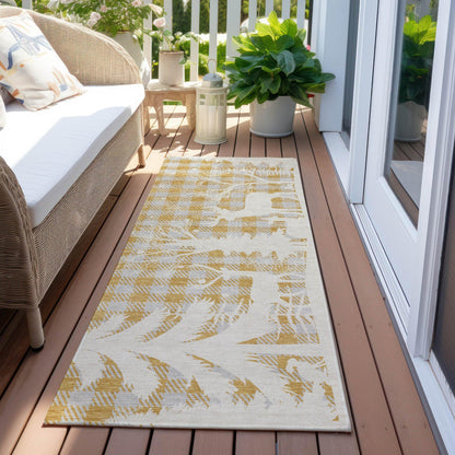 Quaora Gold Washable Indoor-Outdoor Rug