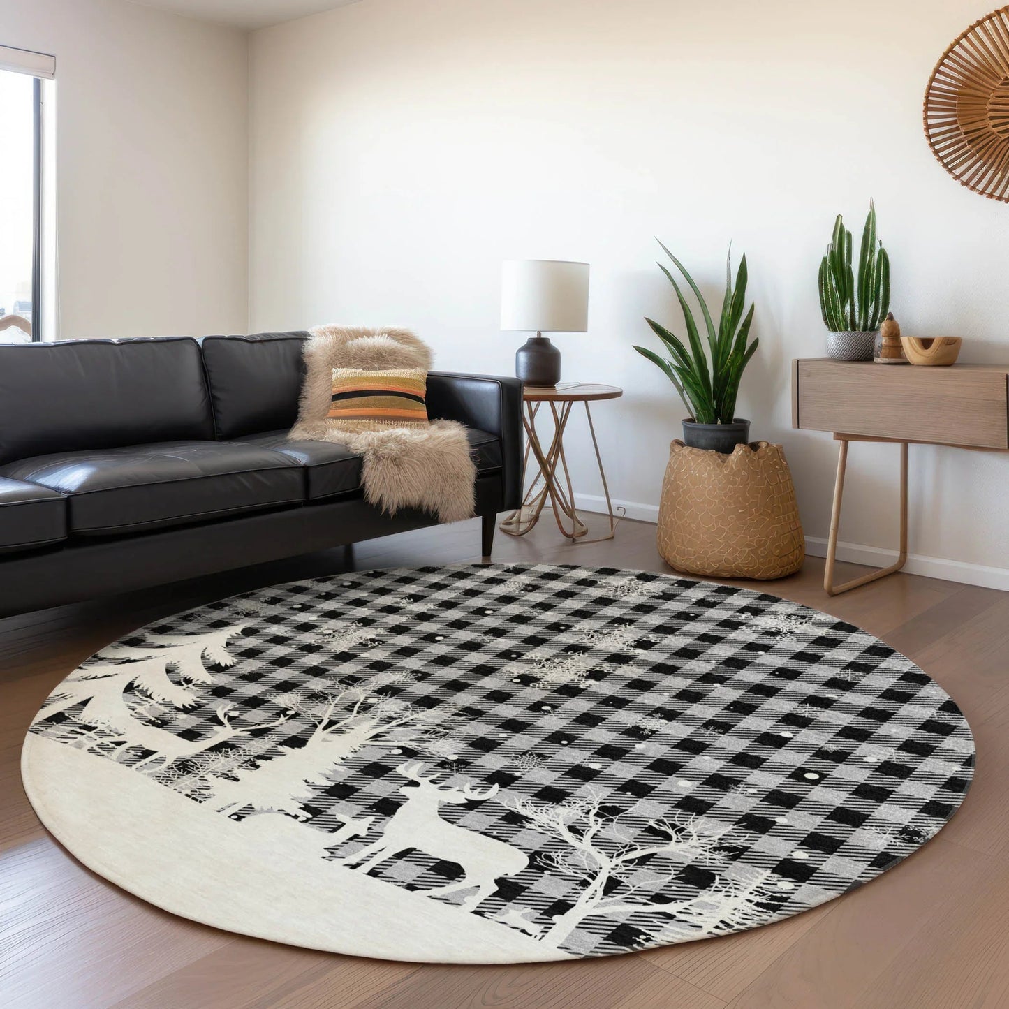 Quaora Gray Washable Indoor-Outdoor Rug