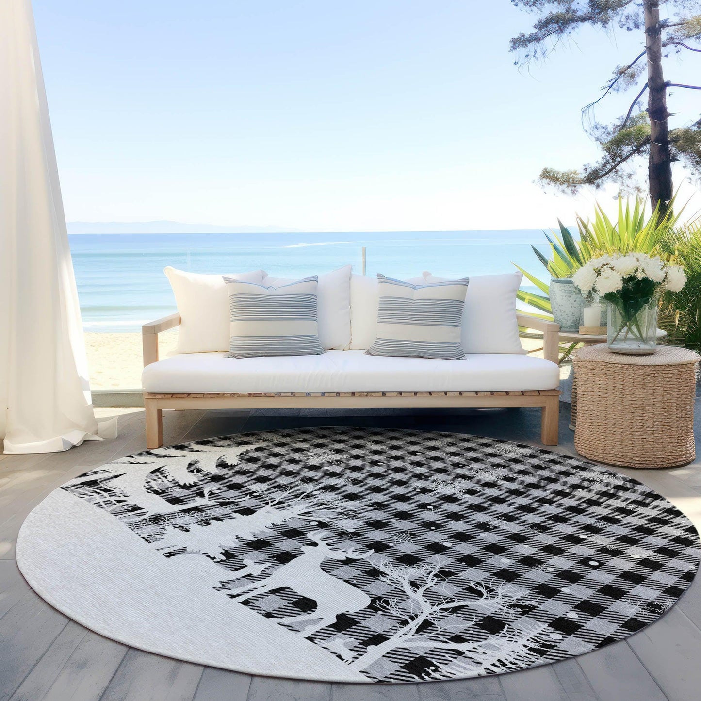 Quaora Gray Washable Indoor-Outdoor Rug