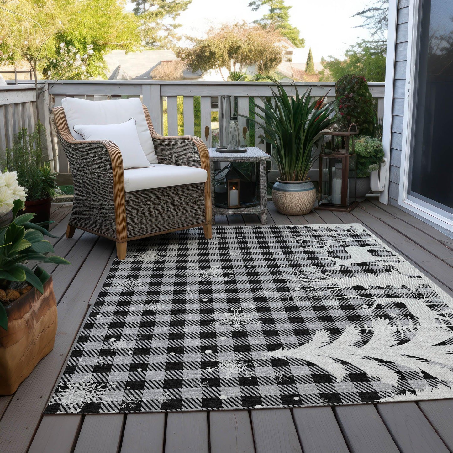 Quaora Gray Washable Indoor-Outdoor Rug