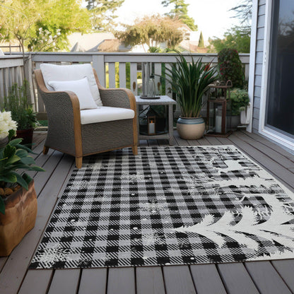 Quaora Gray Washable Indoor-Outdoor Rug