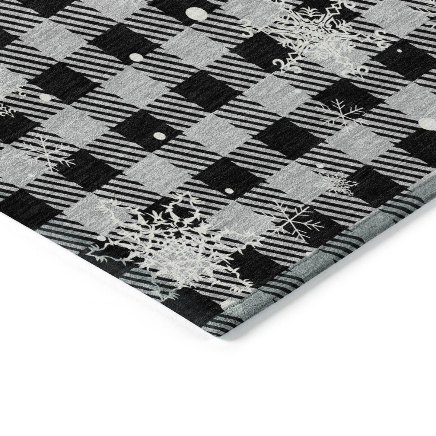 Quaora Gray Washable Indoor-Outdoor Rug