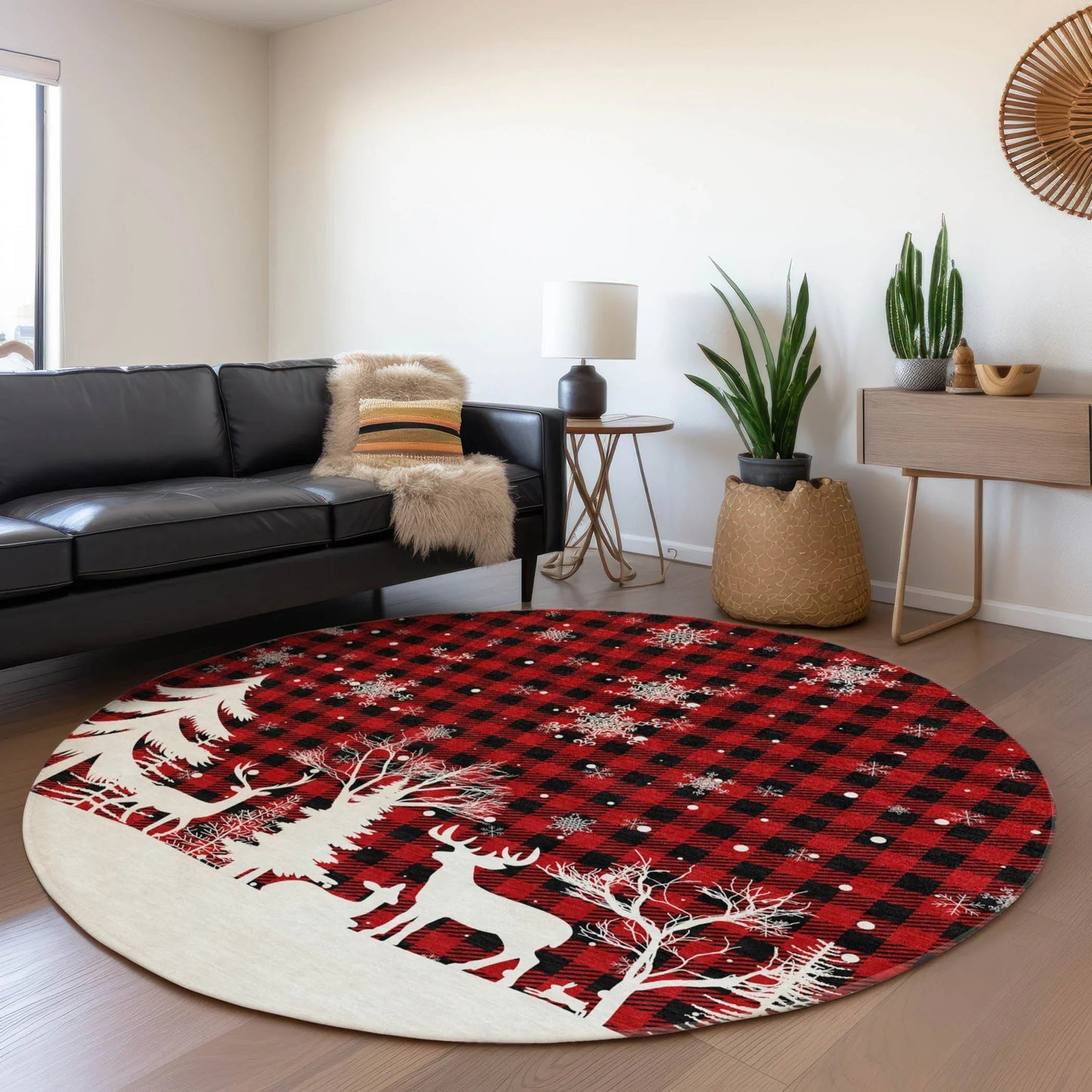 Quaora Red Washable Indoor-Outdoor Rug