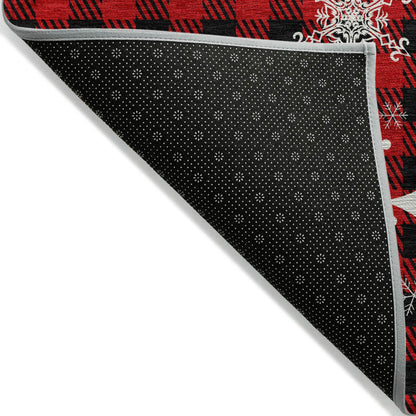 Quaora Red Washable Indoor-Outdoor Rug