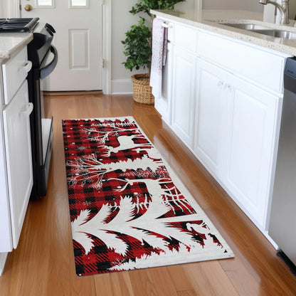 Quaora Red Washable Indoor-Outdoor Rug