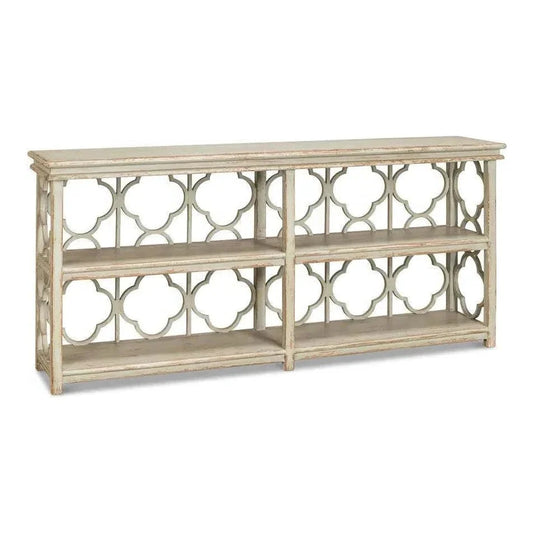 Quatrefoil Bookshelf Console Table Shelves - LOOMLAN - Sarreid - Console Tables