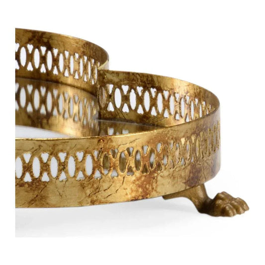 Quatrefoil Metalic Gold Tray - LOOMLAN - Trays