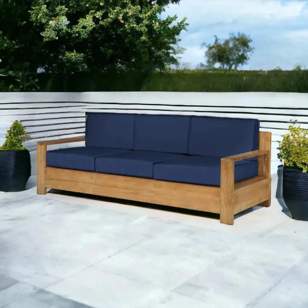 Qube Teak Deep Outdoor Couch Sunbrella Cushions - LOOMLAN - HiTeak - Outdoor Sofas & Loveseats