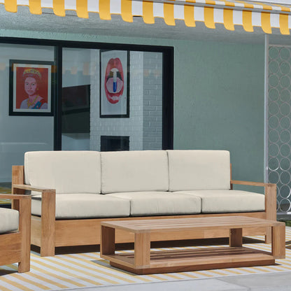 Qube Teak Deep Outdoor Couch Sunbrella Cushions